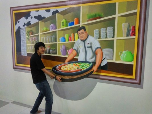 Lukisan Dinding 3D di Cafe
